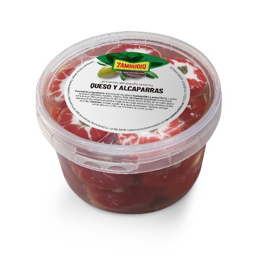Pimientos Cherry rellenos de queso y alcaparra cubo 500 g